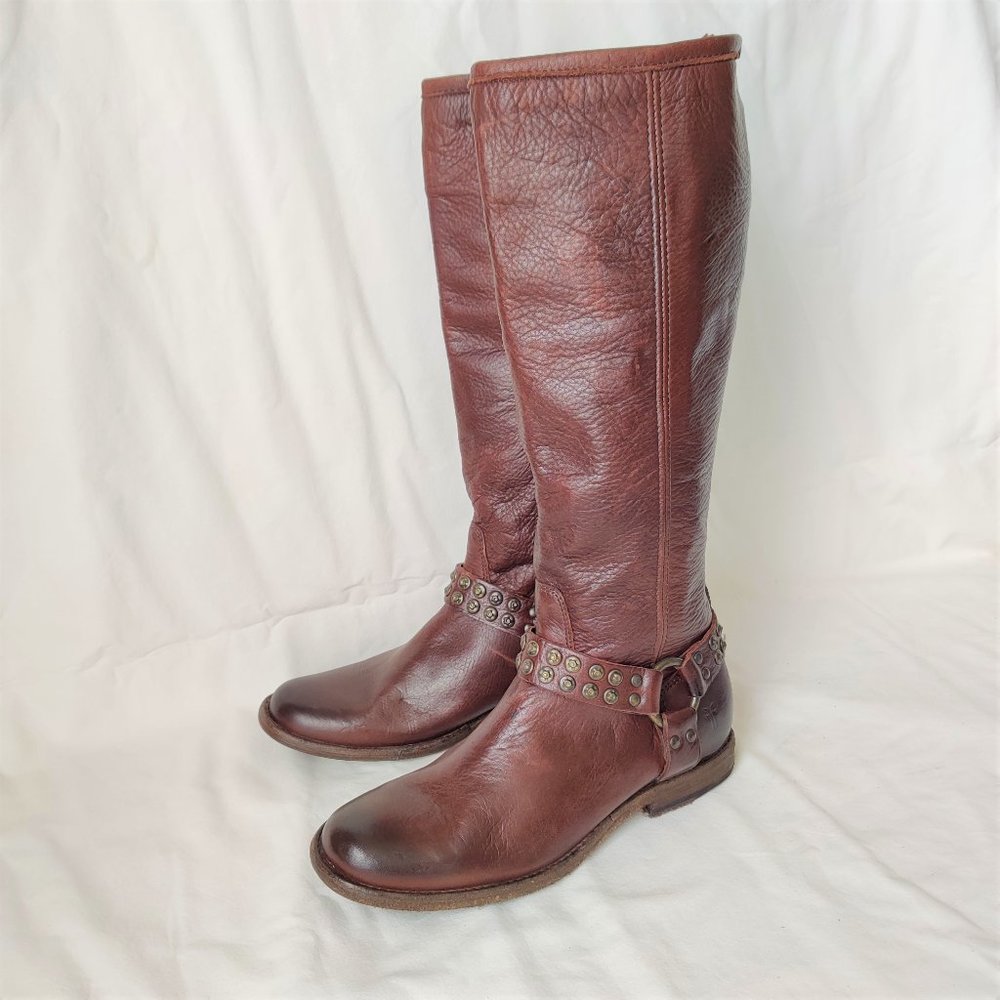 FRYE Philip Harness Tall DARK BROWN